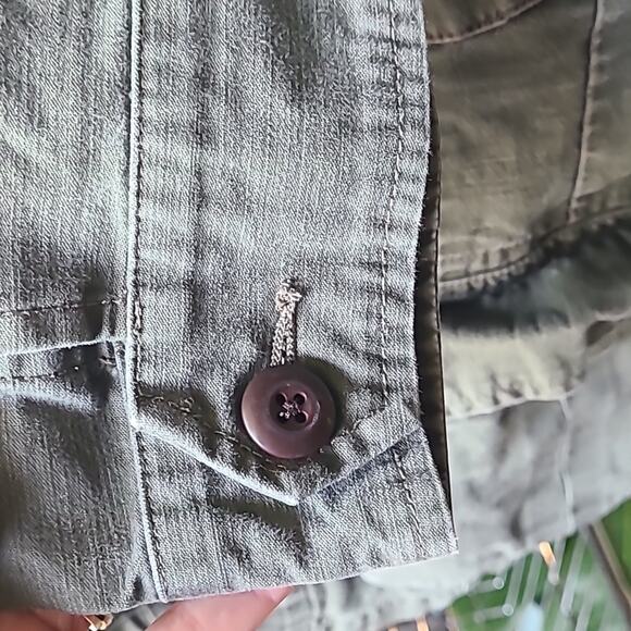 Women's True Religion Army Green Cargo Light Denim Military style Jacket Y2K - Picture 5 of 11